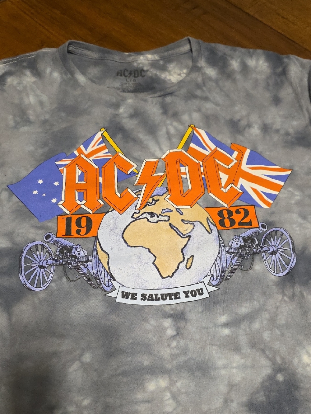 AC/DC 1982 "We Salute You" Tie-Dye Tee Sz L - Picture 2 of 11